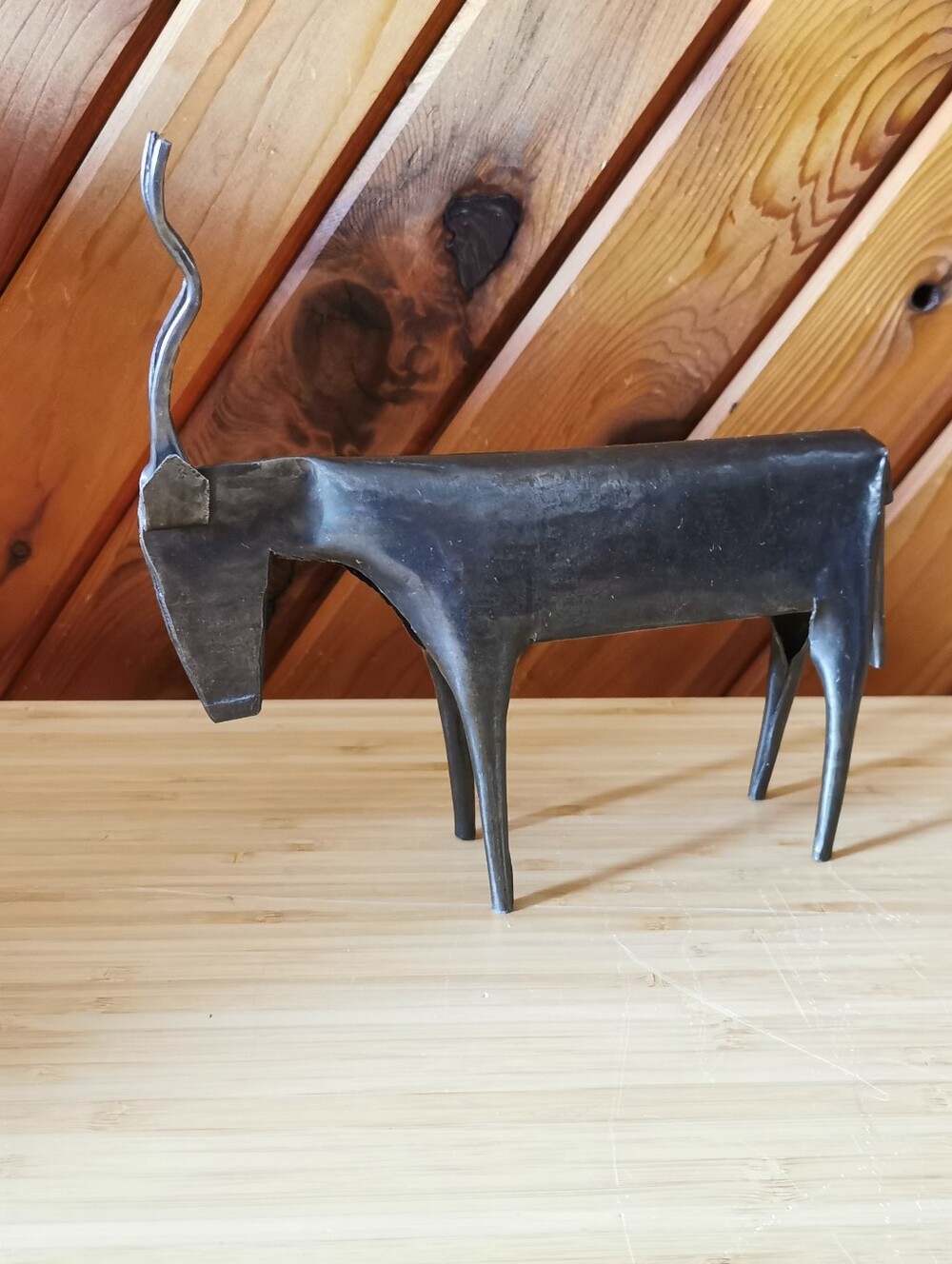 Vintage Handmade Welded Metal Antelope Sculpture MCM Decor